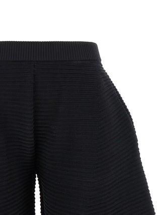 Black Polyester Cropped Pants