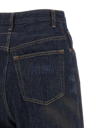 Blue Cotton High-Waisted Jean