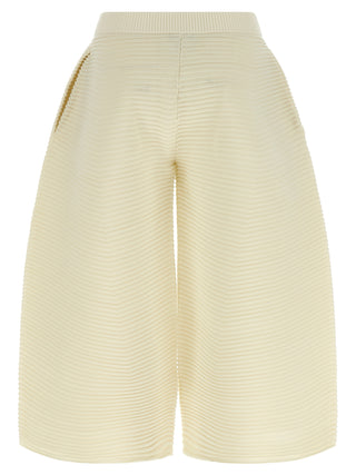 White Polyester Cropped Pants