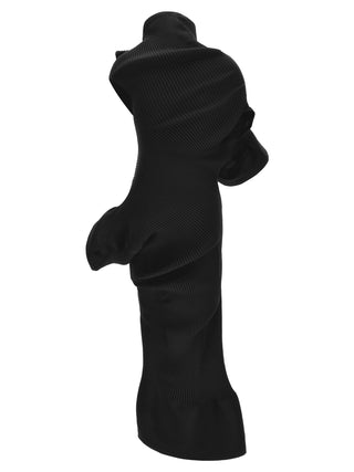 Black Polyester Midi Dress