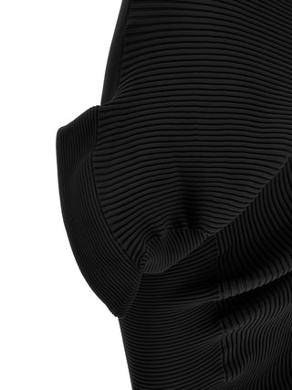 Black Polyester Midi Dress