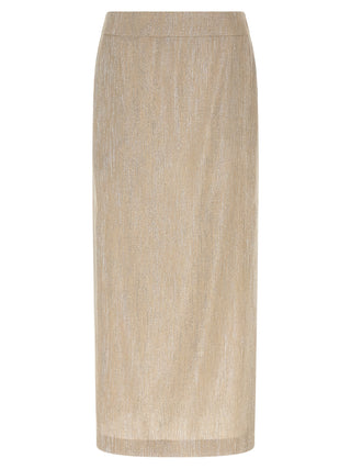 Beige Viscose Midi Skirt