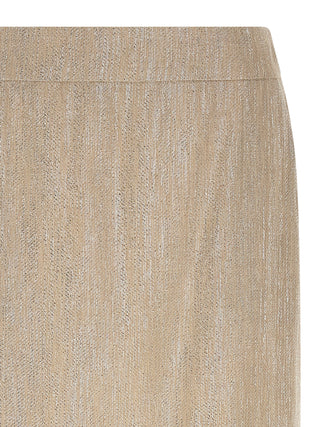 Falda midi de viscosa beige