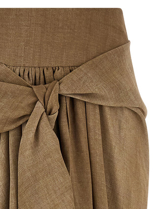Beige Polyester Mini Skirt
