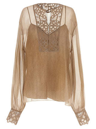 Beige Silk Blouse
