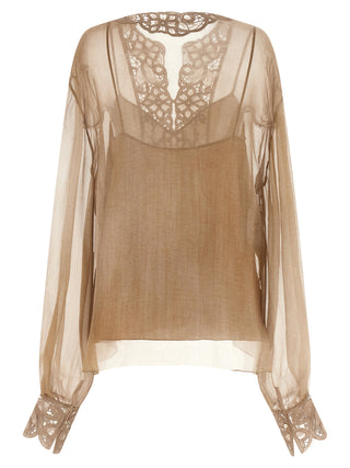 Beige Silk Blouse