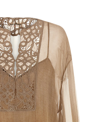 Beige Silk Blouse