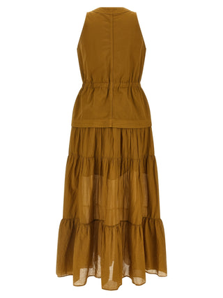 Brown Cotton Long Dress