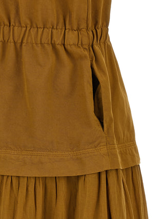 Brown Cotton Long Dress