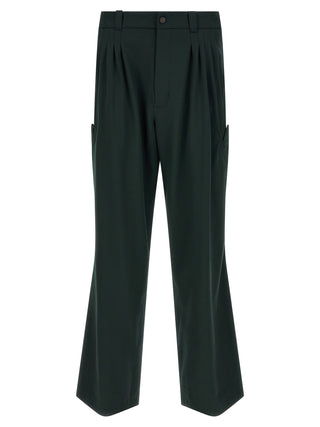 Pantalones casuales bicolor de lana virgen