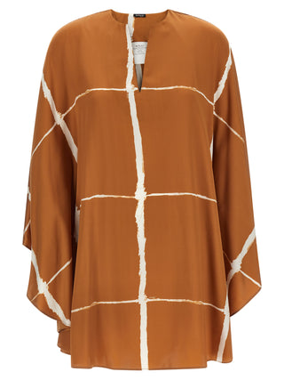 Blusa de seda marrón