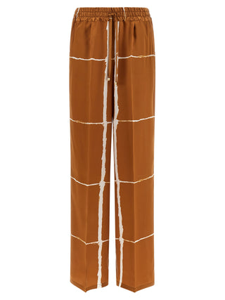 Brown Silk Casual Pants