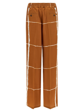 Brown Silk Casual Pants