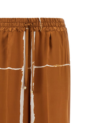 Brown Silk Casual Pants