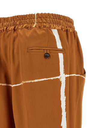 Brown Silk Casual Pants