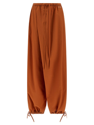 Orange Cotton Casual Pants