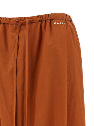 Orange Cotton Casual Pants