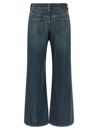 Jeans acampanados azules de algodón