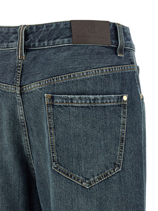 Jeans acampanados azules de algodón