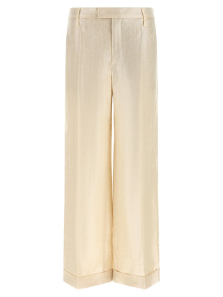 Pantalones casuales de lino dorado