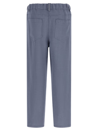 Blue Viscose Casual Pants