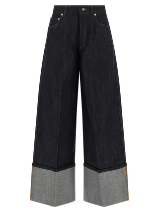 Jeans acampanados azules de algodón