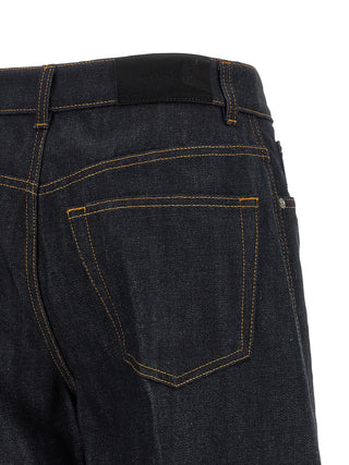 Jeans acampanados azules de algodón
