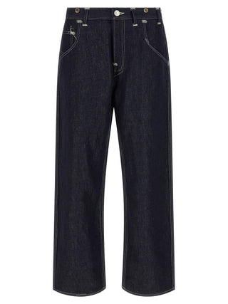 Blue Cotton Straight-Leg Jeans