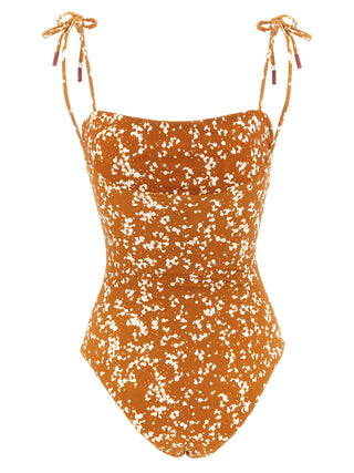 Brown Polyamide One-Piece Swimsuit