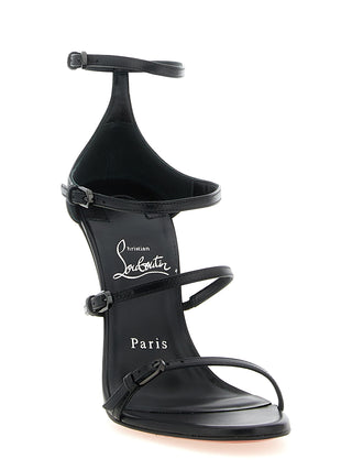 Black Goatskin Stiletto Heel Sandals