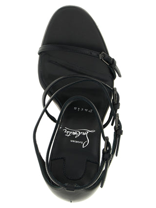 Black Goatskin Stiletto Heel Sandals