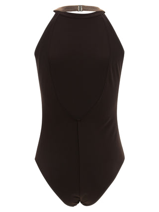 Brown Polyamide One-Piece Swimsuit