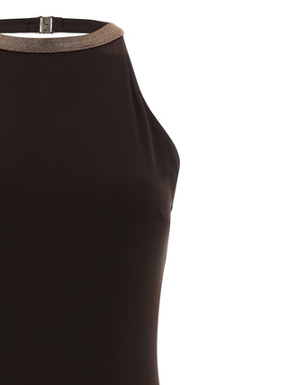 Brown Polyamide One-Piece Swimsuit
