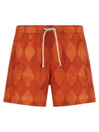 Orange Polyester Swim Shorts