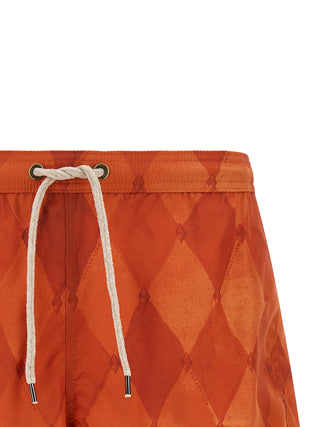 Orange Polyester Swim Shorts