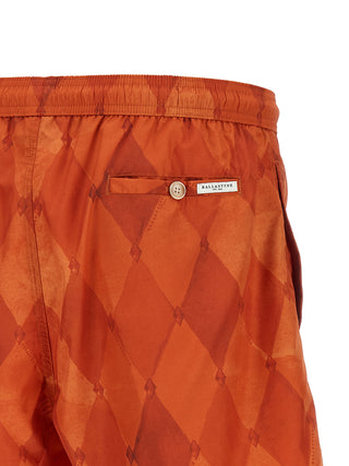 Orange Polyester Swim Shorts