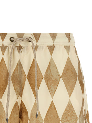 Beige Polyester Swim Shorts