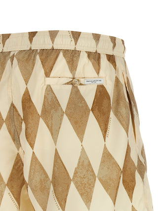 Beige Polyester Swim Shorts