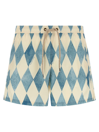 Blue Polyester Swim Shorts