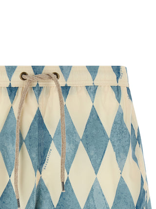 Blue Polyester Swim Shorts