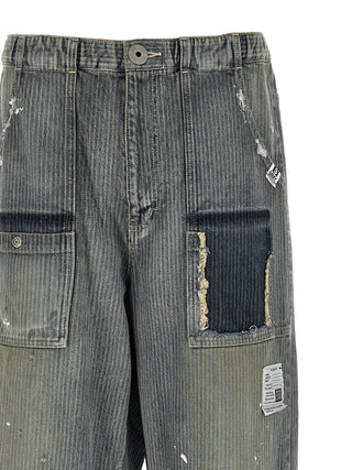 Blue Cotton Tapered Jeans
