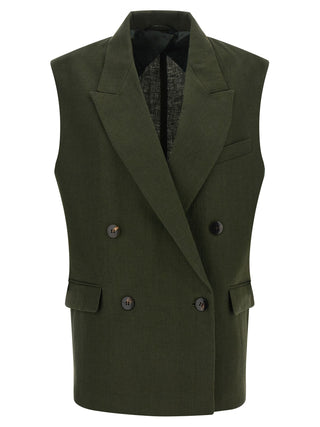 Bicolor Linen Sleeveless Jacket