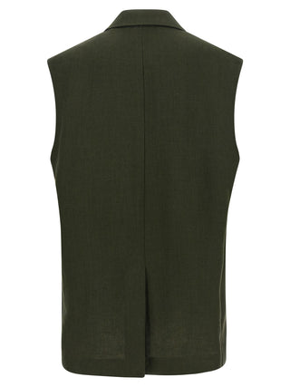Bicolor Linen Sleeveless Jacket