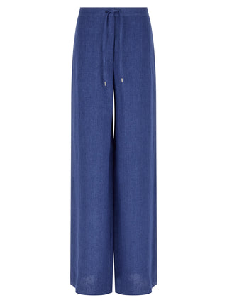 Blue Linen Casual Pants