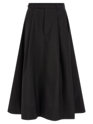 Black Cotton Midi Skirt