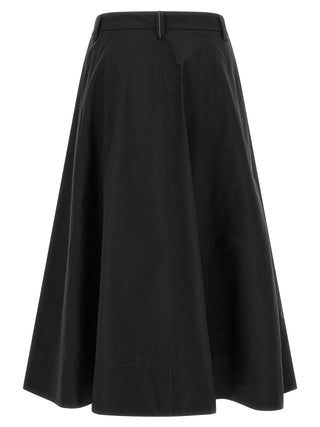 Black Cotton Midi Skirt
