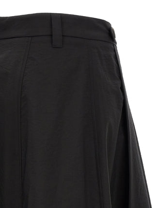 Black Cotton Midi Skirt