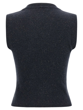 Blue Cashmere Sleeveless Jacket