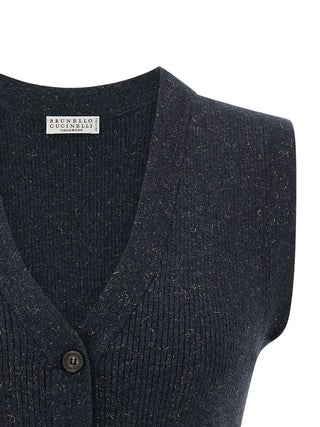 Blue Cashmere Sleeveless Jacket