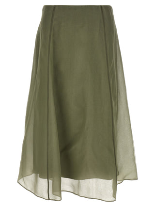 Bicolor Silk Midi Skirt